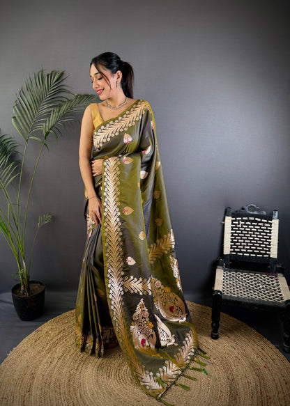 Elegant Banarasi Soft Silk Saree with Rich Zari Border Woven Pallu Traditional Indian Ethnic Wear for Weddings and Festivals