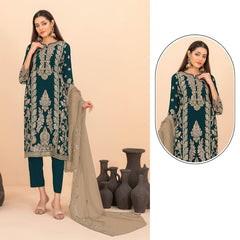 Luxury Ethnic Party Wear Ensemble Intricate Embroidered Kurta Trousers and Soft Dupatta Set