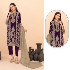 Luxury Ethnic Party Wear Ensemble Intricate Embroidered Kurta Trousers and Soft Dupatta Set