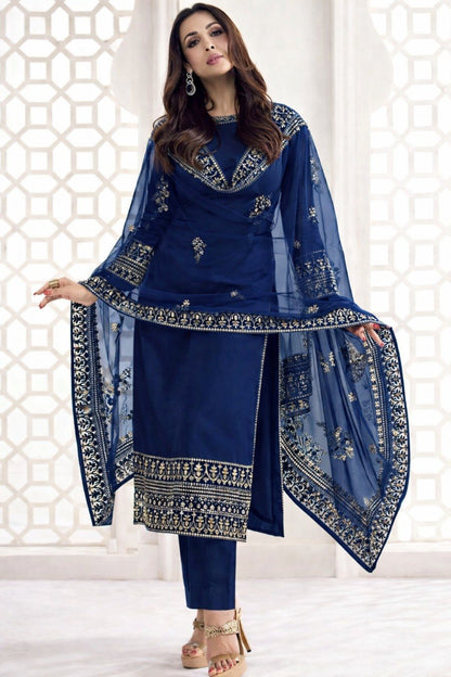 Elegant Festive Kurta with Pants and Sequinned Net Dupatta Traditional Ethnic Wear for Weddings