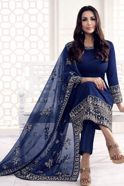 Elegant Festive Kurta with Pants and Sequinned Net Dupatta Traditional Ethnic Wear for Weddings