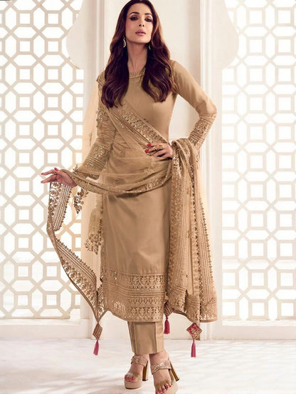 Elegant Festive Kurta with Pants and Sequinned Net Dupatta Traditional Ethnic Wear for Weddings
