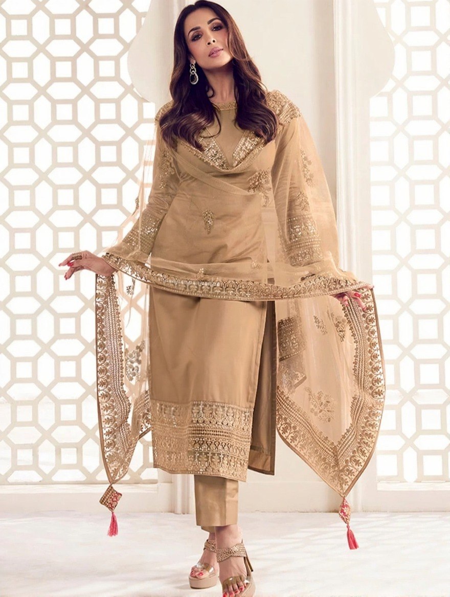 Elegant Festive Kurta with Pants and Sequinned Net Dupatta Traditional Ethnic Wear for Weddings
