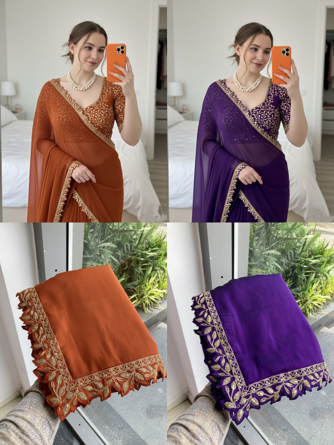 Embroidered Chiffon Saree with Designer Blouse Elegant Party & Festive Wear