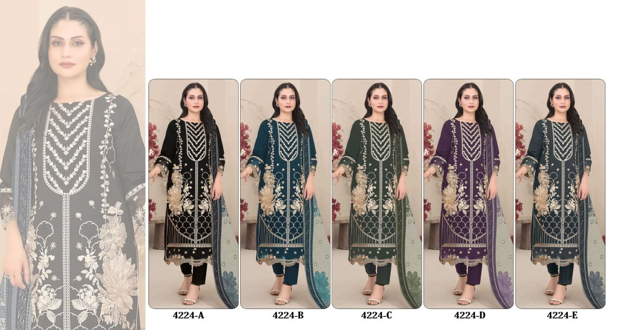 Stylish Festive Ethnic Kurta Pant and Dupatta Set Heavy Thread Work Party Wear