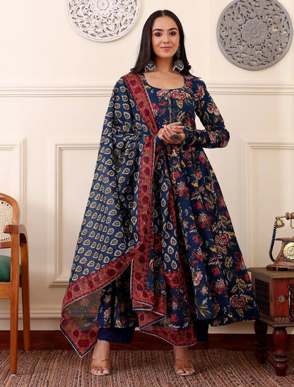 Morpich Rayon Printed Kurti Pant Dupatta Set
