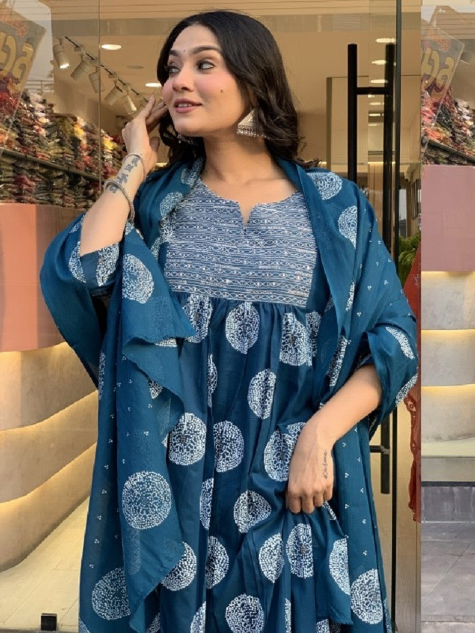Morpich Rayon Printed Kurti Pant Dupatta Set